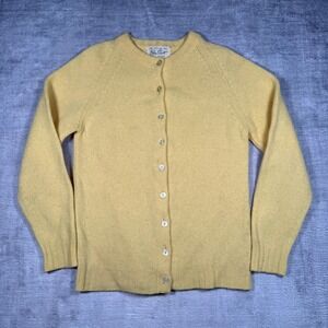 Peter Scott Cardigan Womans Small Yellow Vintage 1950s Cardigan Shetland Wool